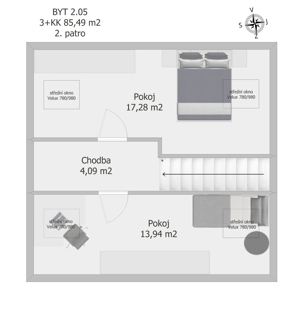 Půdorys bytu 2.05